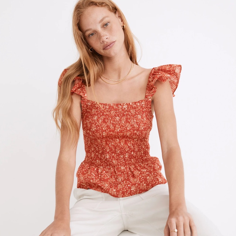 Madewell Lucie Floral Smocked Peplum Top